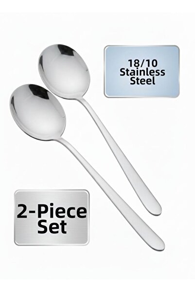 BRE HOME Set of 2 Serving Spoons - 18/10 Stainless Steel – Salad Presentation Spoon - 22 Cm.