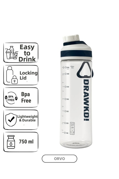 ORVO 750 ml Water Bottle – Sports and Daily Use, with Locking Cap - White