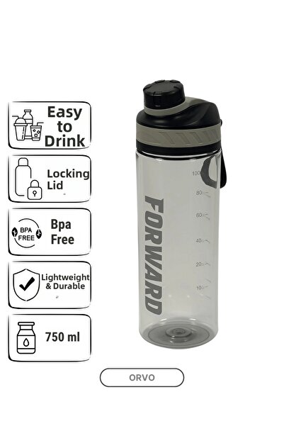 ORVO قارورة مياه رياضية سعة 750 مل – قارورة مياه بغطاء قابل للقفل، وفوهة، وحز...