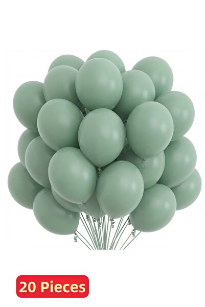 Baloncu Nene 20 Pcs Eucalyptus Green Pastel Balloon Birthday Celebration Surp...