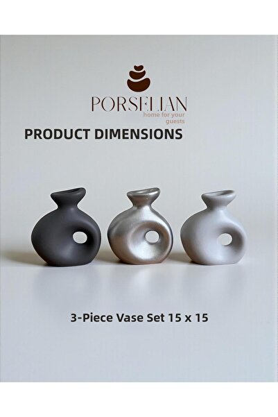 Porselian Handmade Delta Model Modern Decorative Triple Vase