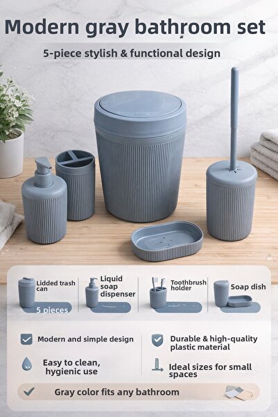 DrBambu Modern Designed 5-Piece Bathroom Accessory Set – Stylish, Durable, an...