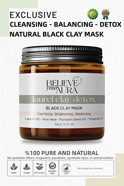 Believe Your Aura قناع الطين الأسود - قناع طين مكثف لتنقية البشرة وموازنة الب...