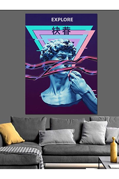 KanvasSepeti Sculptură antică Neon Pictură în ulei de înaltă calitate textura...