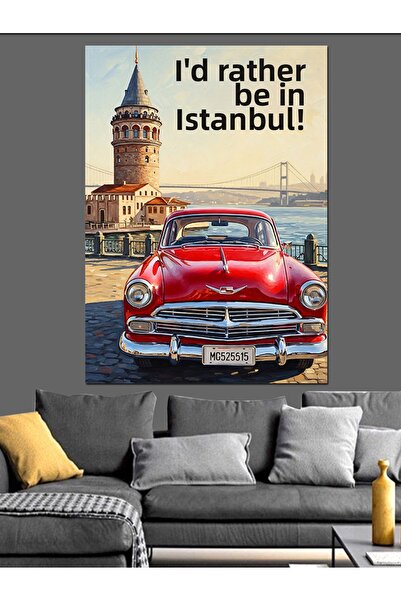 KanvasSepeti Turnul Galata Vechi Vopsea în ulei de înaltă calitate texturat P...