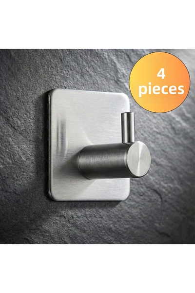 almital mobilya aksesuarları furniture accessories 4 bucăți Gancio Inox cuier autoadeziv din oțel inoxidabil cu buton - suport pentru prosoape