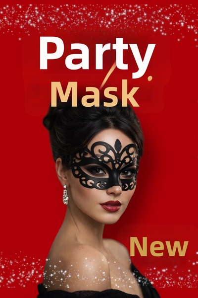Outrock Black Lace Look Elastic New Year Mask - Queen Party
