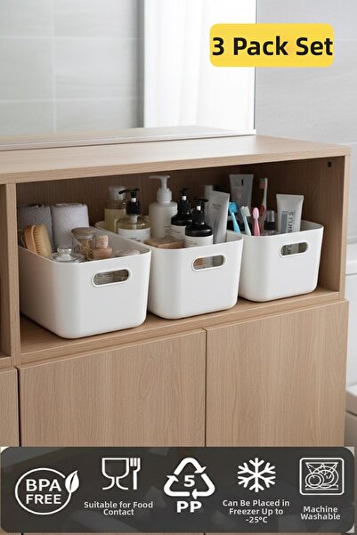 VİALEX Organizator pentru baie, 3 bucăți, culoare albă, din plastic, organiza...