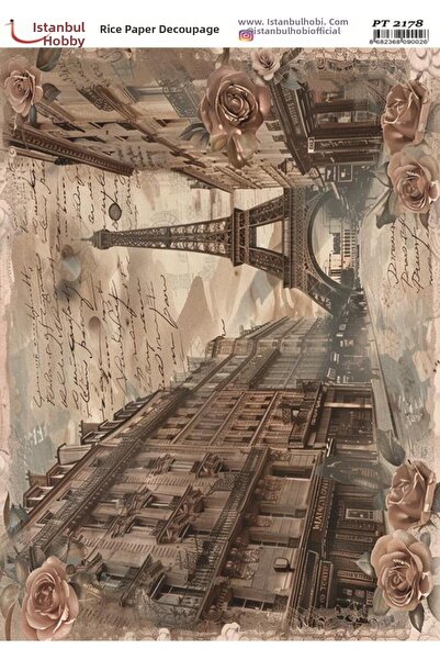 İstanbul Hobi Brass Decopage Paper 30X42Cm Pt-2178 Eiffel Tower Paris