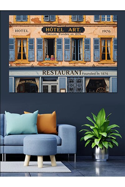 Artmeg Pânză decorativă pentru fațada restaurantului cu arhitectură clasică -...
