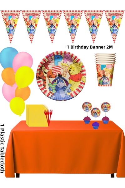 HAPPYLOOPPARTY Set de decorațiuni pentru petrecerea de aniversare Winnie The ...