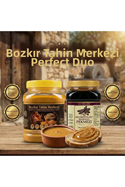 Hakbur Bozkır Yöresel Bozkır Prediction Center Golden Sesame Roasted Tahini 930 Gr- Traditional Carob Molasses 950 Gr