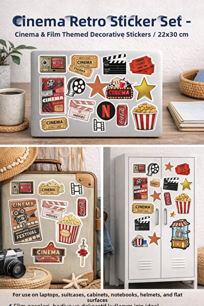 Limitless Design مجموعة ملصقات السينما الرجعية - ملصقات زخرفية ذات طابع السين...