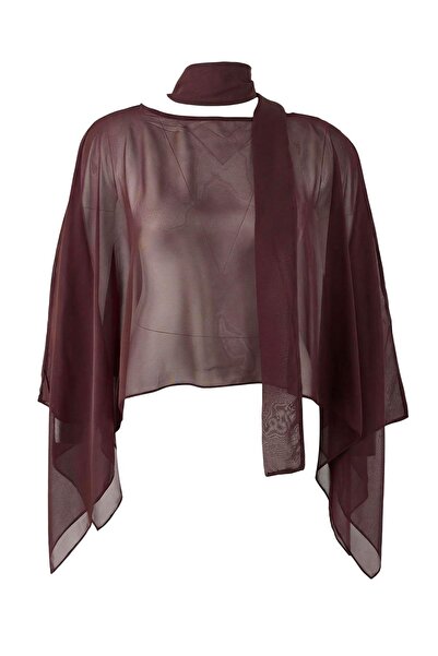 Trendyol Curve Brown Chiffon Woven Plus Size Blouse