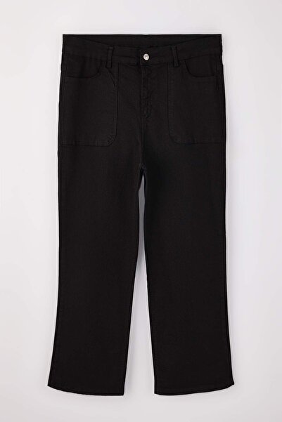 Trendyol Curve Black High Waist Wide Leg Stretch Plus Size Pants Tbbaw26Cj00056