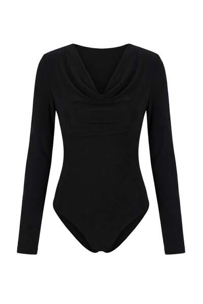 Trendyol Collection Black Black Degaje Collar Shoulder Pad Piece Knitted Party Body Tprss26Bd00004