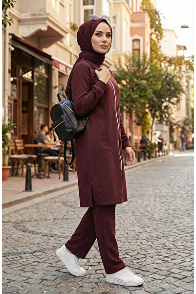 sefamerve Fermuarlı Eşofman Takım 3044-02 Mürdüm