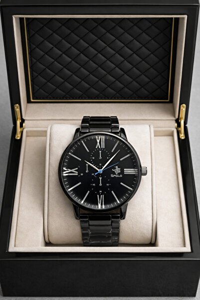 S.POLO Yeni Sezon Siyah Renk Erkek Kol Saati Bileklik Hediyeli Babalar Günü Hediyesi