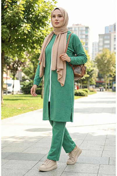 sefamerve Πράσινη αθλητική φόρμα με φερμουάρ - 3044-13