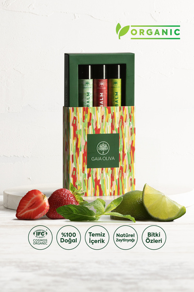Gaia Oliva 3'lü Organik Nemlendirici Dudak Balmı Seti