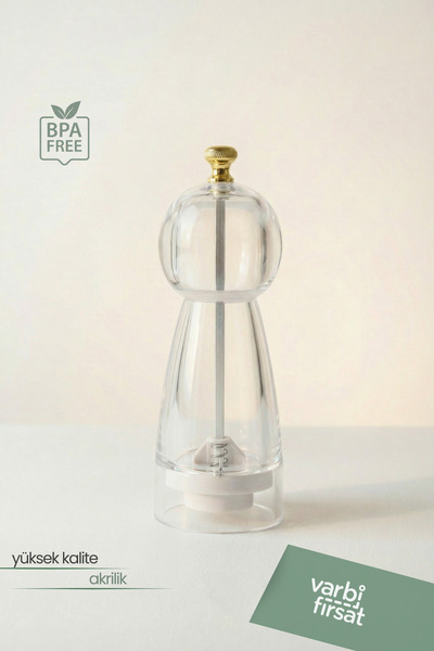 Varbifırsat Transparent Acrylic Salt Shaker Pepper Shaker Spice Grinder Mill - 17 cm
