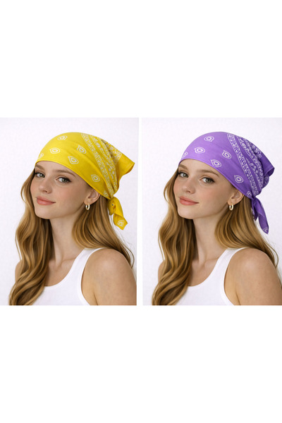 Rupen Kraft 100% Cotton Classic Pattern Unisex 2-Piece Bandana Set Colorful Bandana Ethnic Patterned a Quality Bandana