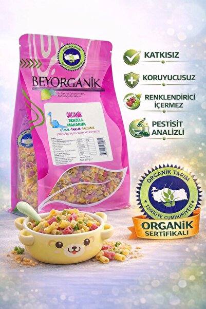 BEYORGANİK Organik Çocuk Makarna Sebzeli %35 Sebzeli 350gr (pestisit Ve Aflatoksin Analizli