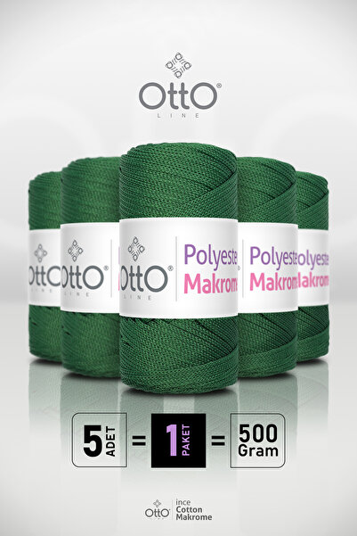 Otto خيط بوليستر مكرامية - أخضر عشبي - عبوة من 5 قطع - 2 مم/100 جرام/100 متر ...