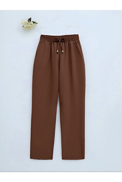 HİJABAYA Double Pocket Trousers with Elastic Waist and Lace Detail