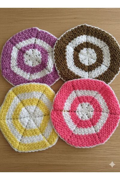 TUTUYA TEXTIL EL Örgüsü 4 adet Yuvarlak Model Çeyizlik Lif Lif Takımı