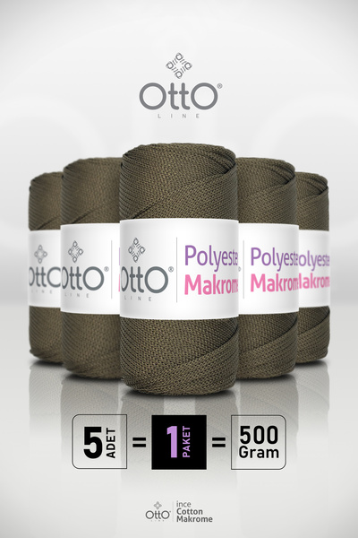 Otto خيط مكرامية من البوليستر - أخضر عسكري (كاكي) - عبوة من 5 قطع - 2 مم/100 ...