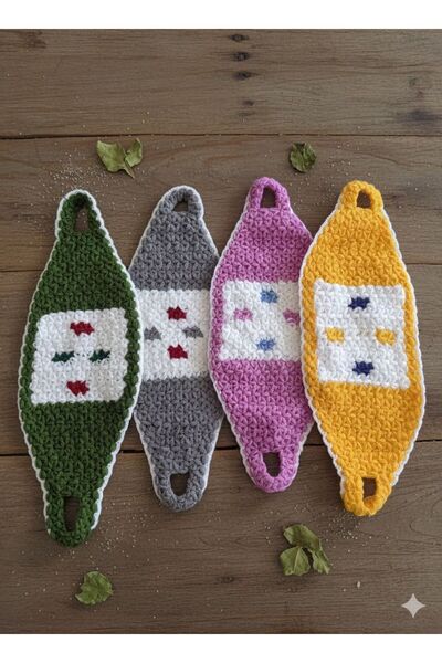 TUTUYA TEXTIL El Örgüsü 4 Adet Karışık Model Lif Çeyizlik Gündelik Kullanım