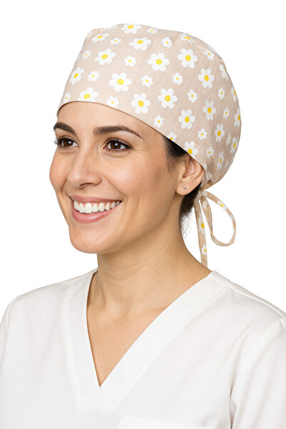 Odeys Papatyalı Krem Doktor Hemşire Aşçı Cerrahi Bone Hastane Bone Bandana M449