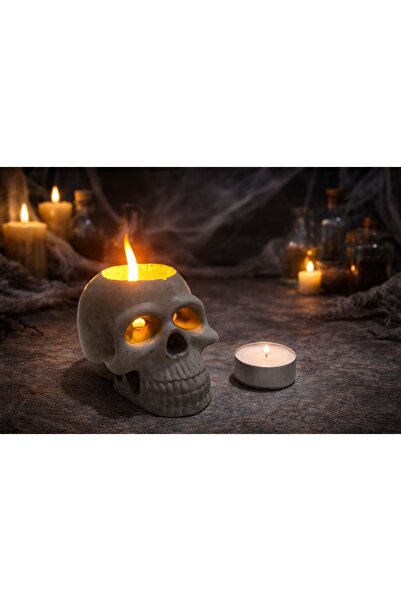 Store Led Gözlü Kuru Kafa Tasarım Mum