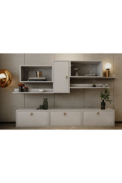 Nettrends Yerden Tasarruflu Modüler Konsol ve Açık Raflı Salon Depolama Ünite...