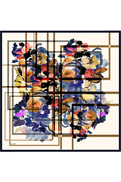 Aker Beige Floral Patterned Silk Twill Scarf