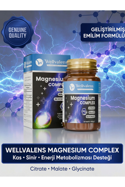 Wellvalens Magnezyum Complex - 30 Tablet | Geliştirilmiş Emilim Formülü