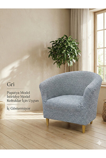 coverbox غطاء كرسي باباتيا، غطاء كرسي بيضاوي، غطاء كرسي استرخاء باللون الرمادي