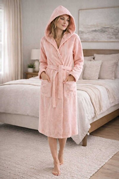 MADAMİN HOME رداء حمام بغطاء للرأس من القطن المخملي للجنسين