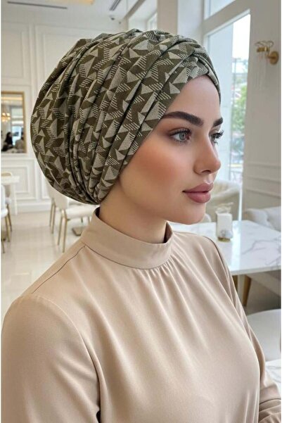 Aişe tesettür Haki Desenli Salaş Bone