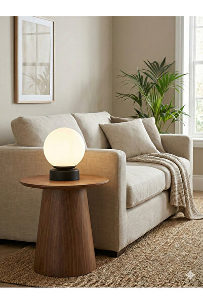 avizade Mono Black Glass Globe Table Lamp Electric |   Opal Glass, Warm Light...