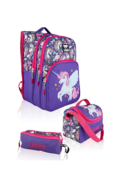 LUGMO Sada 3dílných tašek pro základní školu Unicorn Dívčí taška s podšívkou ...