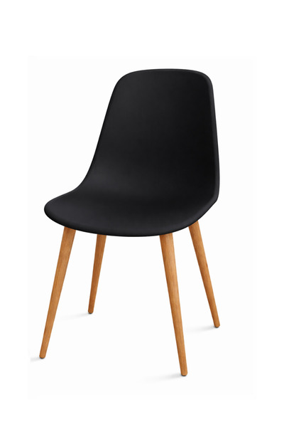 Estelia Abant Eames Sandalye Siyah Mutfak Sandalyesi – Ahşap Naturel Ayaklı, ...