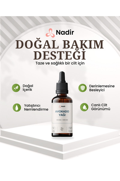 Nadir Kimya Avokado Yağı 10 ml – %100 Doğal – Taşıyıcı Yağ – Cilt & Saç Bakımı – Masaj