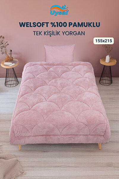 UYSAL WELSOFT AKFİL MİDYE DESEN TEK KİŞİLİK YORGAN PUDRA 155x215