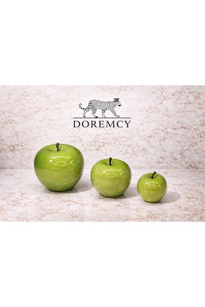 Doremcy Dekoratif Renkli 3'lü Polyester Elma Süs Set Hediyelik Obje