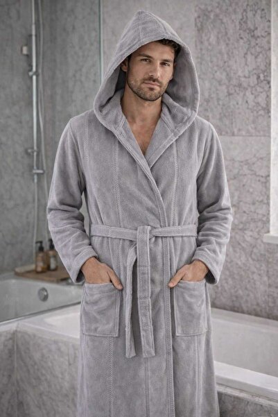 MADAMİN HOME Pamuklu Kadife Kapüşonlu Unisex Bornoz