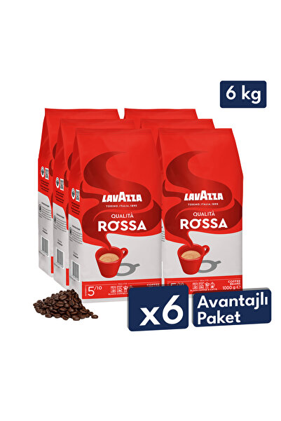 LavAzza Qualita Rossa Espresso Çekirdek Kahve 1 kg | 6'lı Avantajlı Paket