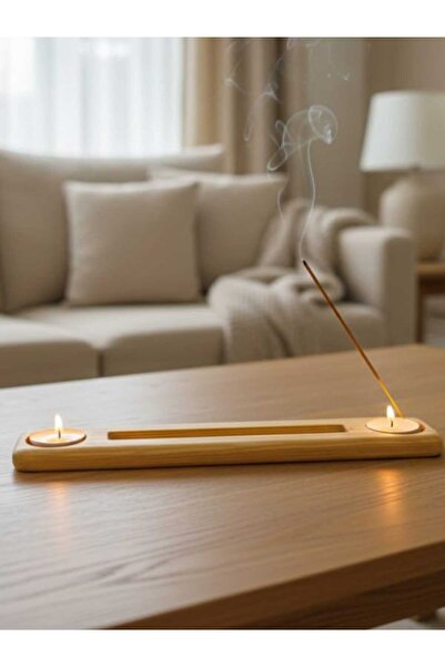 Ahşap Teslim Dekoratif Ahşap Mumluk Tütsülük - Hediyelik Dekoratif Obje (Bej ...