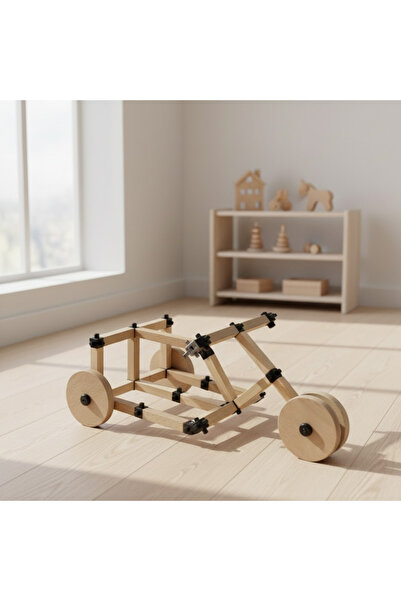 Woodika Toys Woodika Doğal Ahşap Motosiklet Yapım Seti - Hareketli Tekerlekli...
